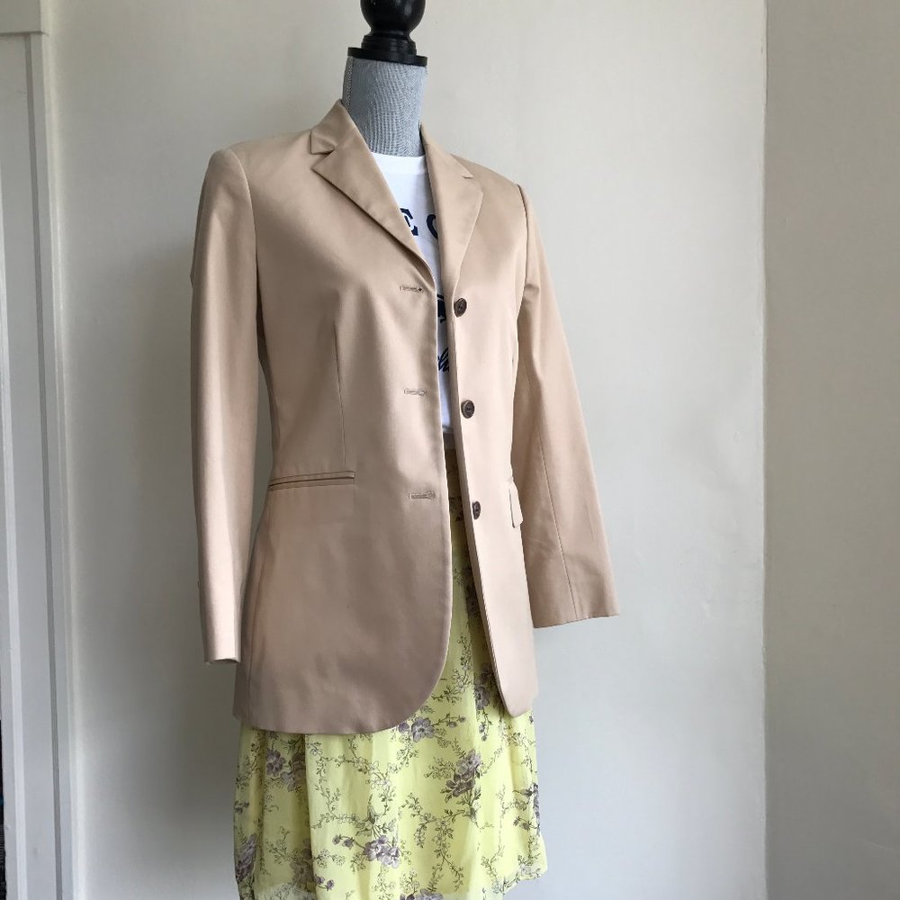 Vtg Brooks Brothers Slim Fit Stretch Cotton 3 Button Khaki Blazer Schoolboy Sz 2
